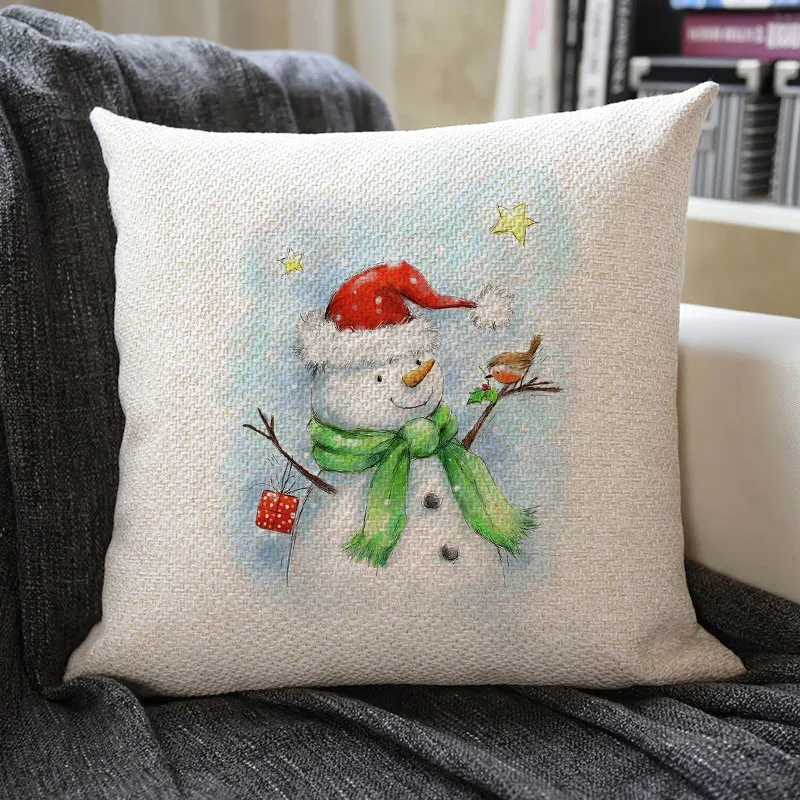Christmas Themed Linen Pillowcase