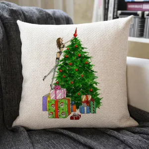 Christmas Themed Linen Pillowcase