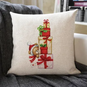 Christmas Themed Linen Pillowcase