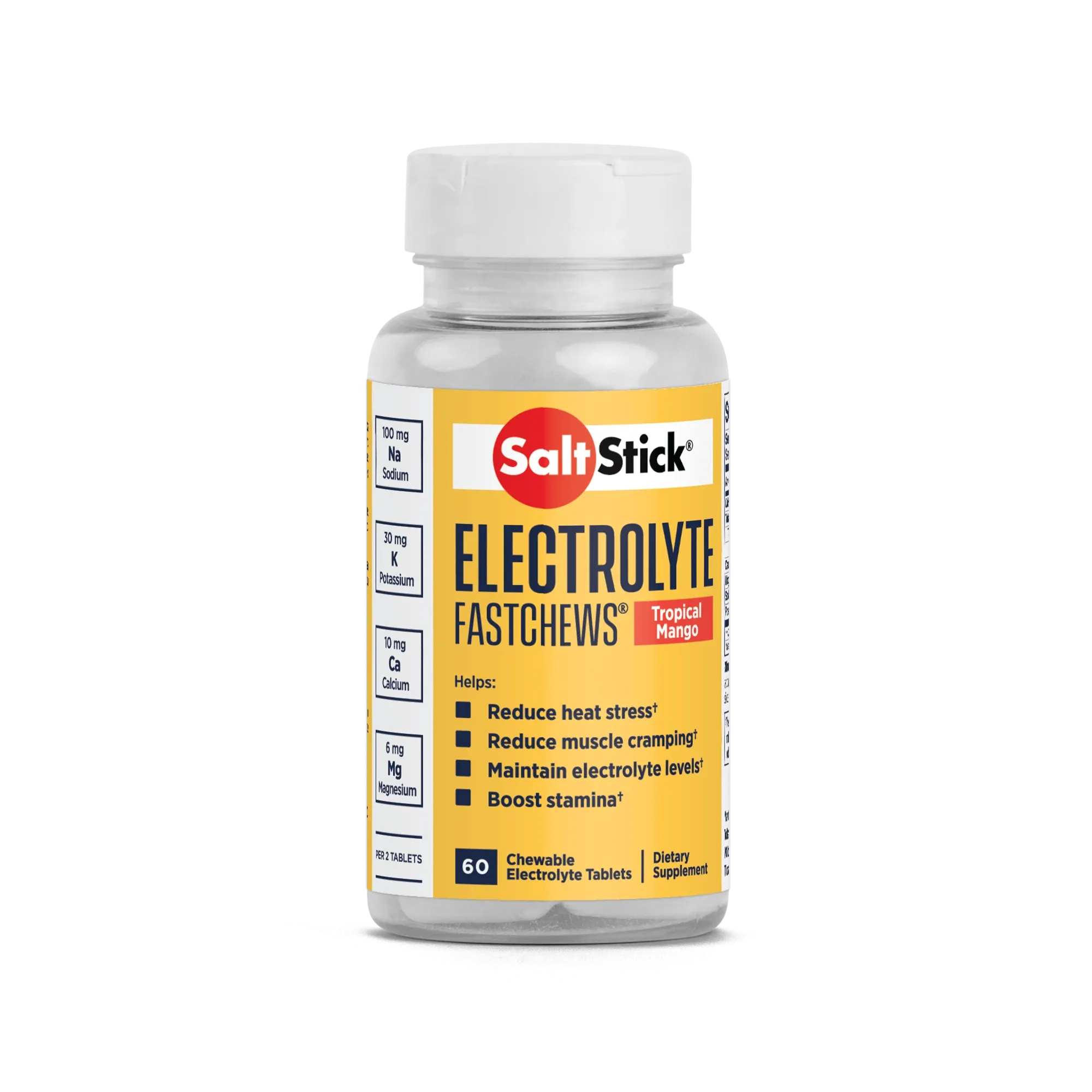 CLEARANCE - SALTSTICK FASTCHEWS BOTTLE OF 60 CHEWS TROPICAL MANGO - BEST BEFORE END AUGUST 2024 - SAVE 25%