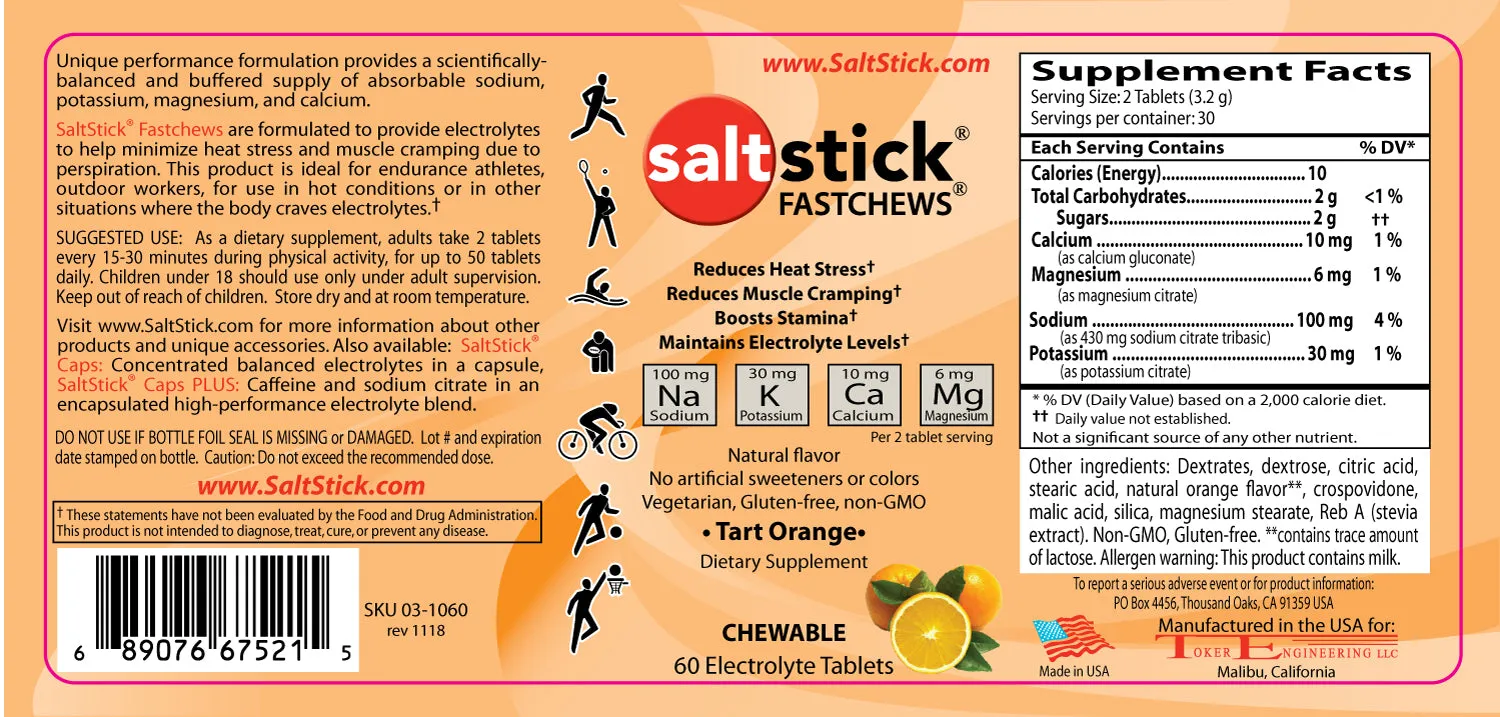 CLEARANCE - SALTSTICK FASTCHEWS BOTTLE OF 60 CHEWS TROPICAL MANGO - BEST BEFORE END AUGUST 2024 - SAVE 25%