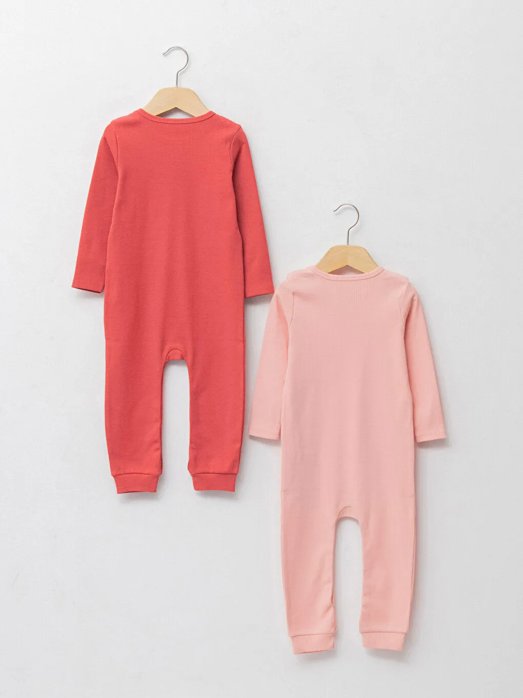 Crew Neck Long Sleeve Basic Baby Girl Jumpsuit 2-pack