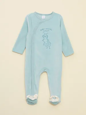 Crew Neck Long Sleeve Embroidered Organic Cotton Baby Boy Jumpsuit