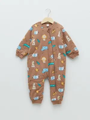 Crew Neck Long Sleeve Printed Baby Boy Zipper Sleeping Bag
