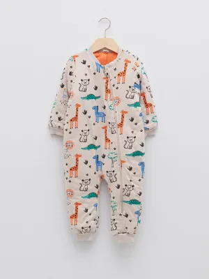 Crew Neck Long Sleeve Printed Baby Boy Zipper Sleeping Bag