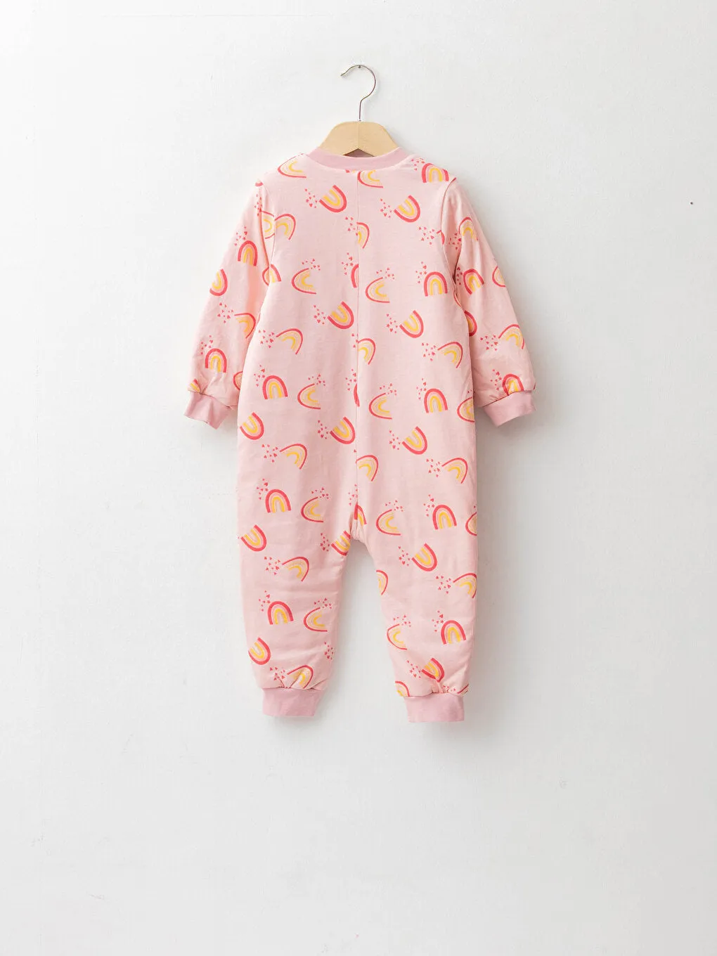 Crew Neck Long Sleeve Printed Baby Girl Zipper Sleeping Bag