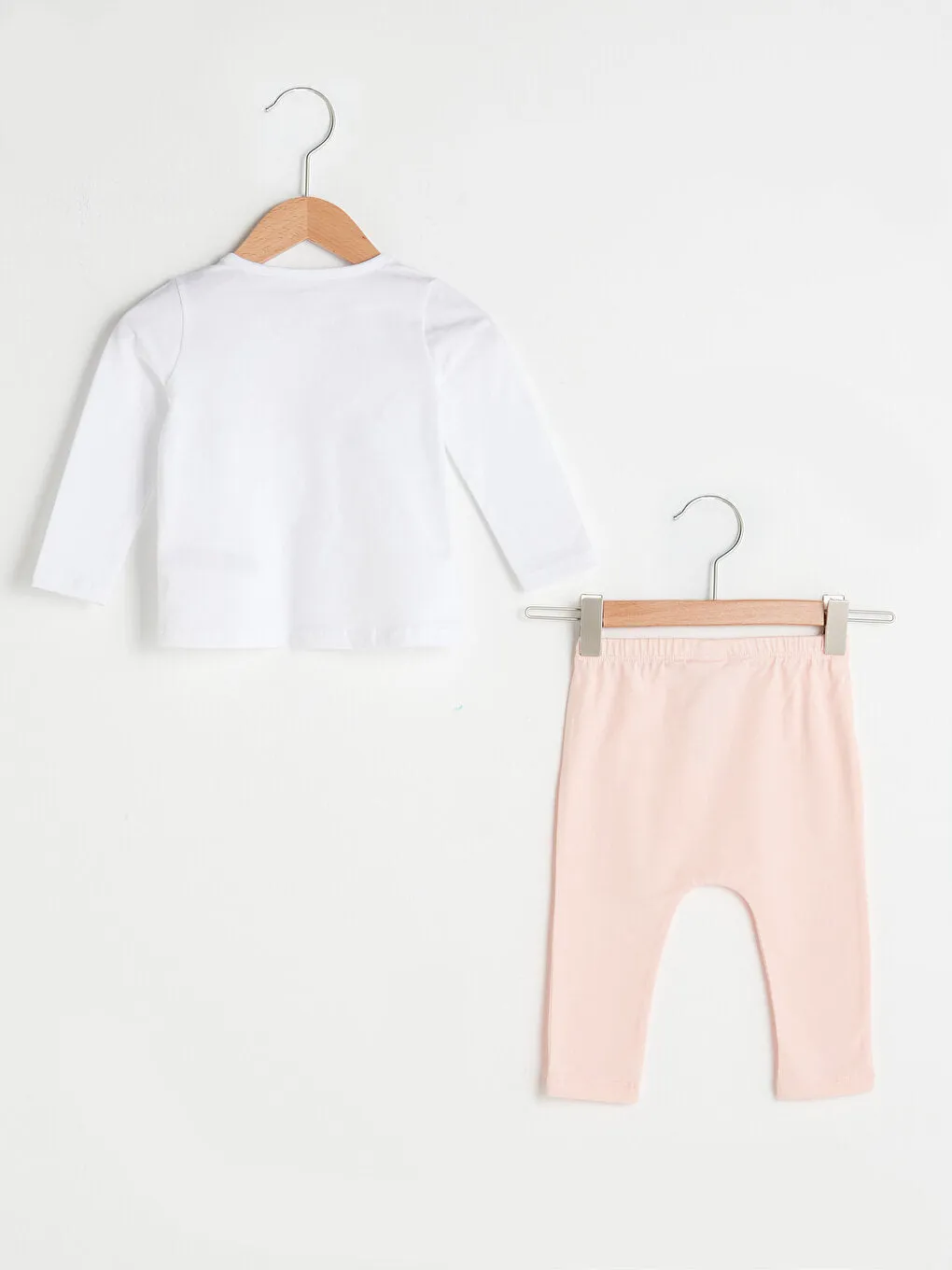 Crew Neck Long Sleeve Printed Cotton Baby Girl 3-Piece Set