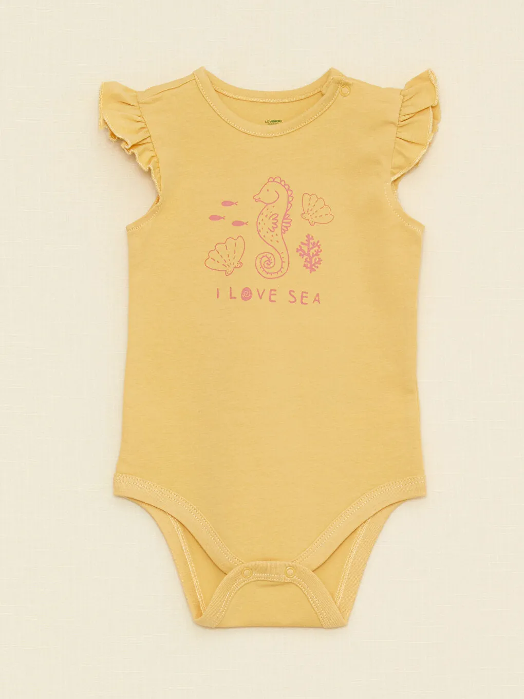 Crew Neck Printed Organic Cotton Baby Girl Snap-On Bodysuit and Shorts 2-Piece Set