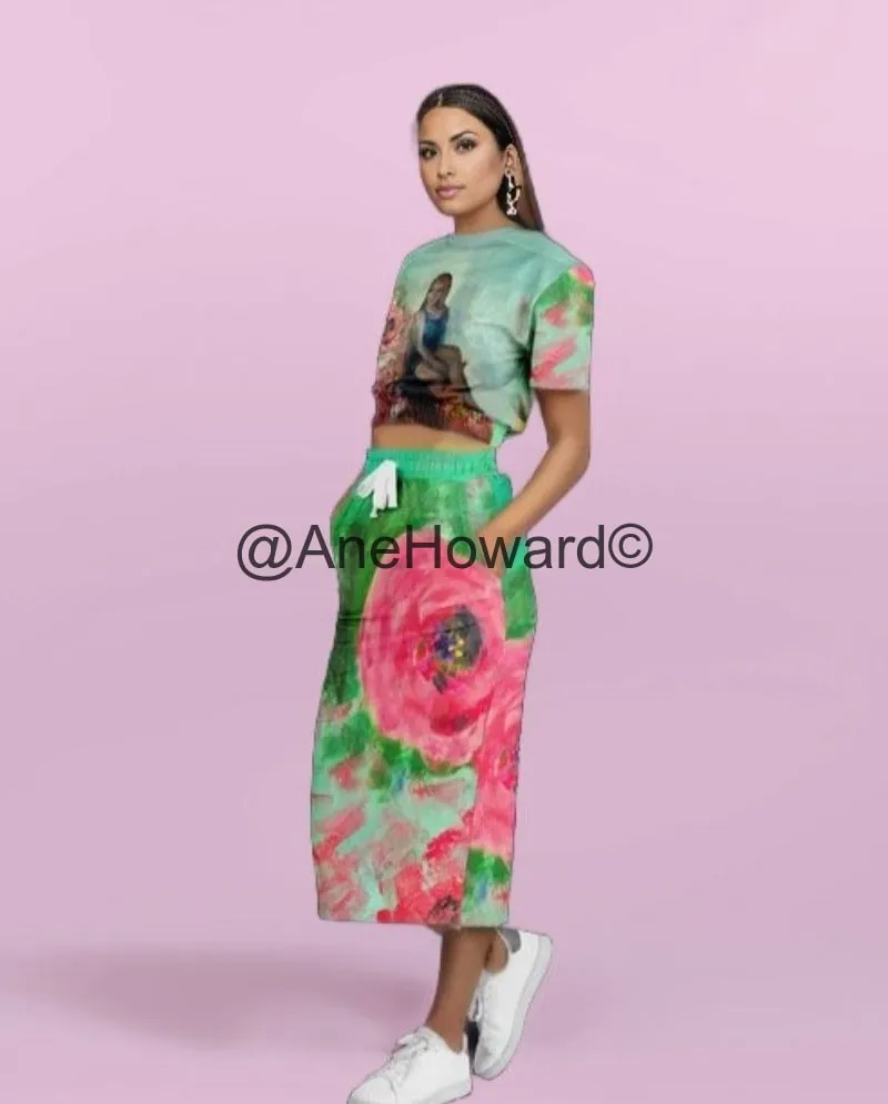 Cropped Cotton Sweatshirt - Maxi Skirt Duo Power of Love