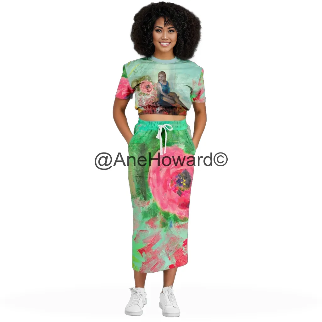 Cropped Cotton Sweatshirt - Maxi Skirt Duo Power of Love