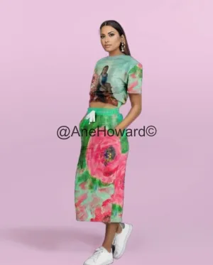 Cropped Cotton Sweatshirt - Maxi Skirt Duo Power of Love