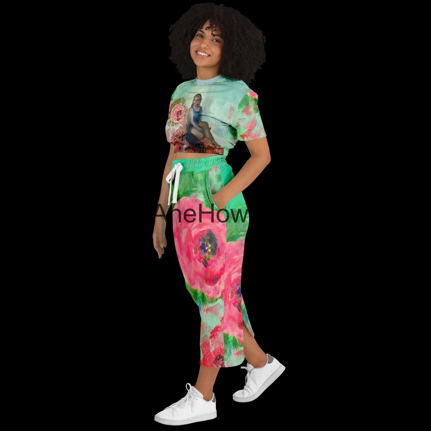 Cropped Cotton Sweatshirt - Maxi Skirt Duo Power of Love