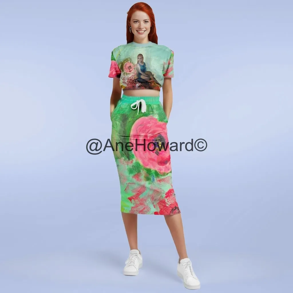 Cropped Cotton Sweatshirt - Maxi Skirt Duo Power of Love