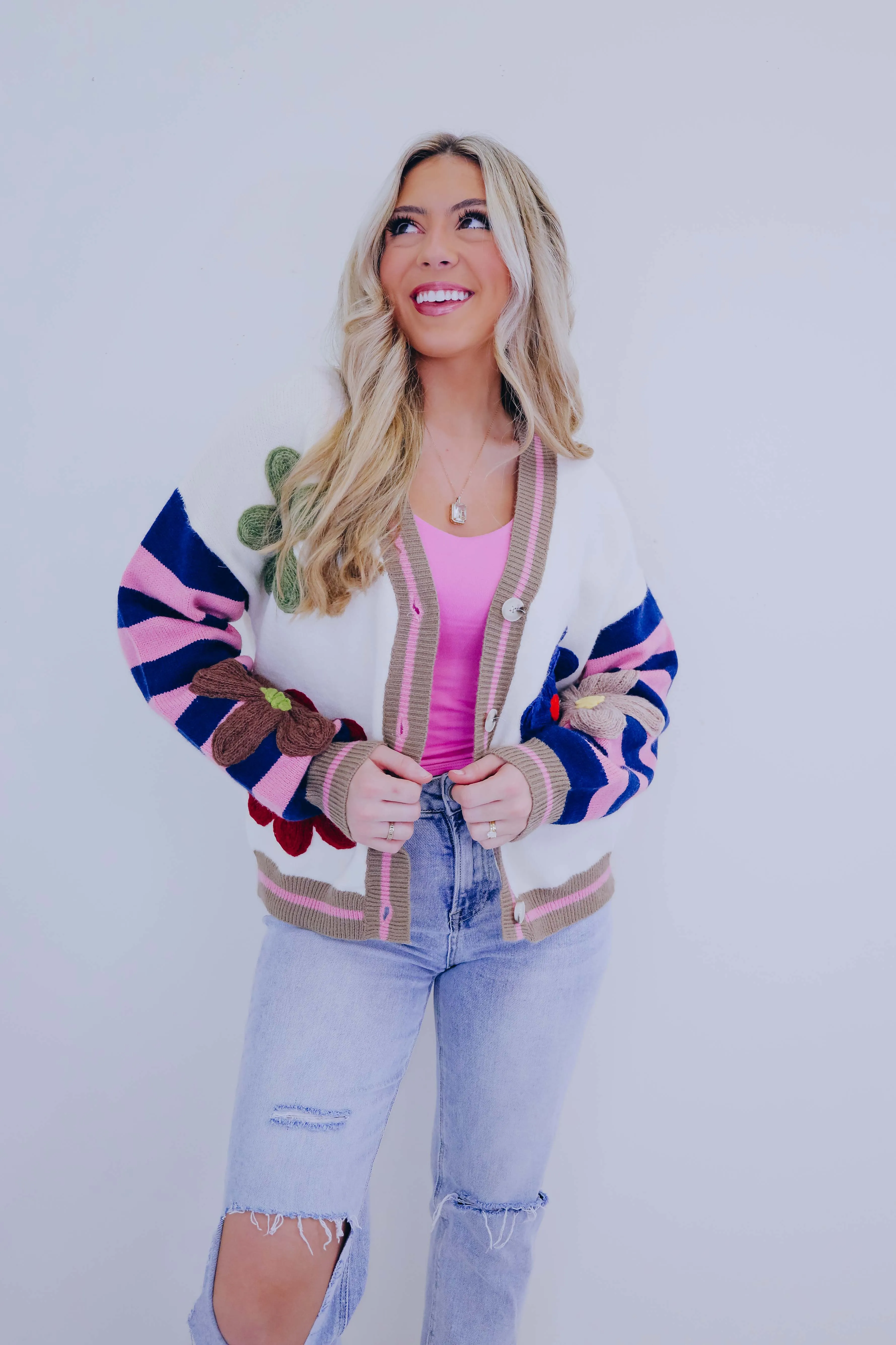 Darling Daisy 3D Knit Button Front Cardigan