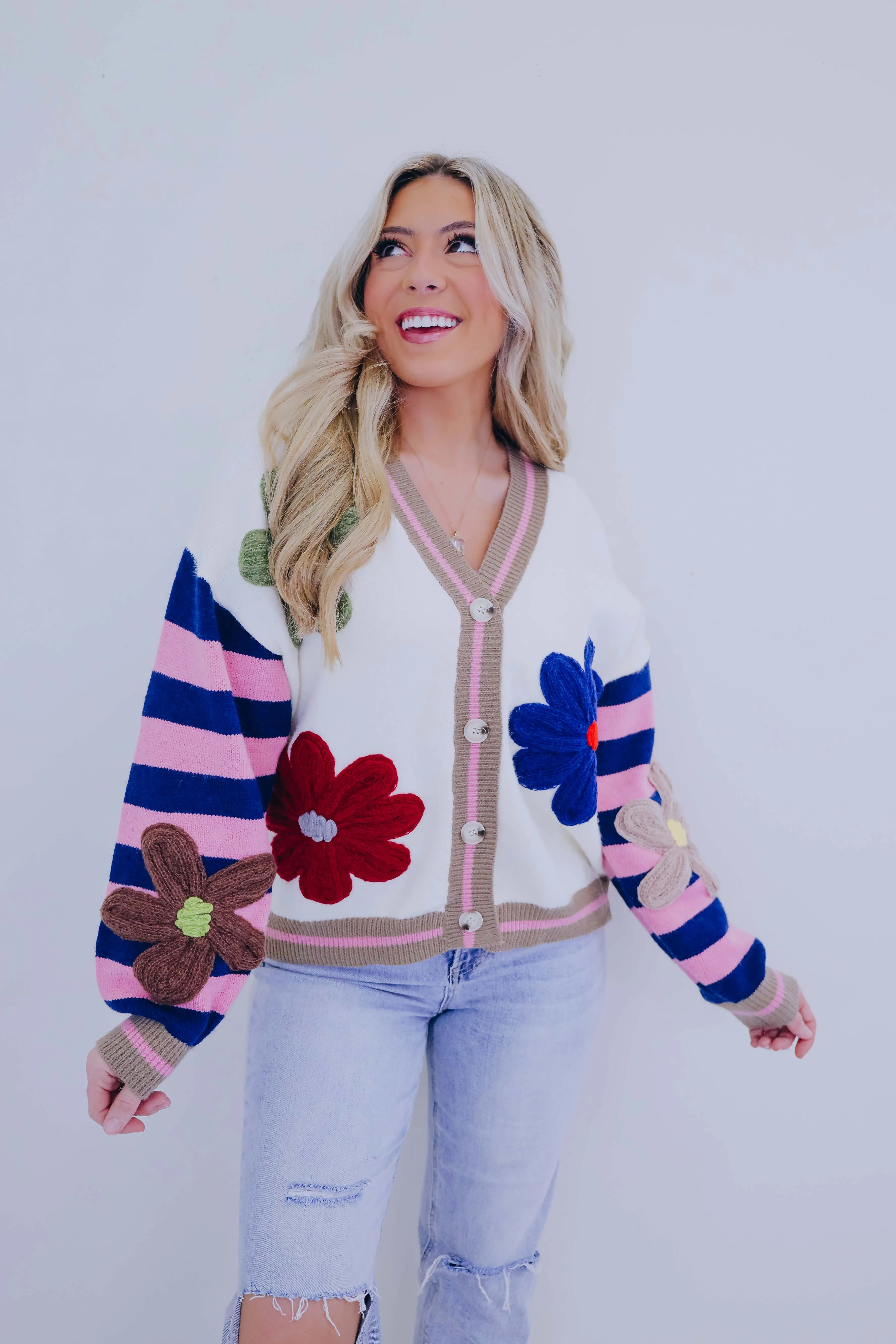 Darling Daisy 3D Knit Button Front Cardigan