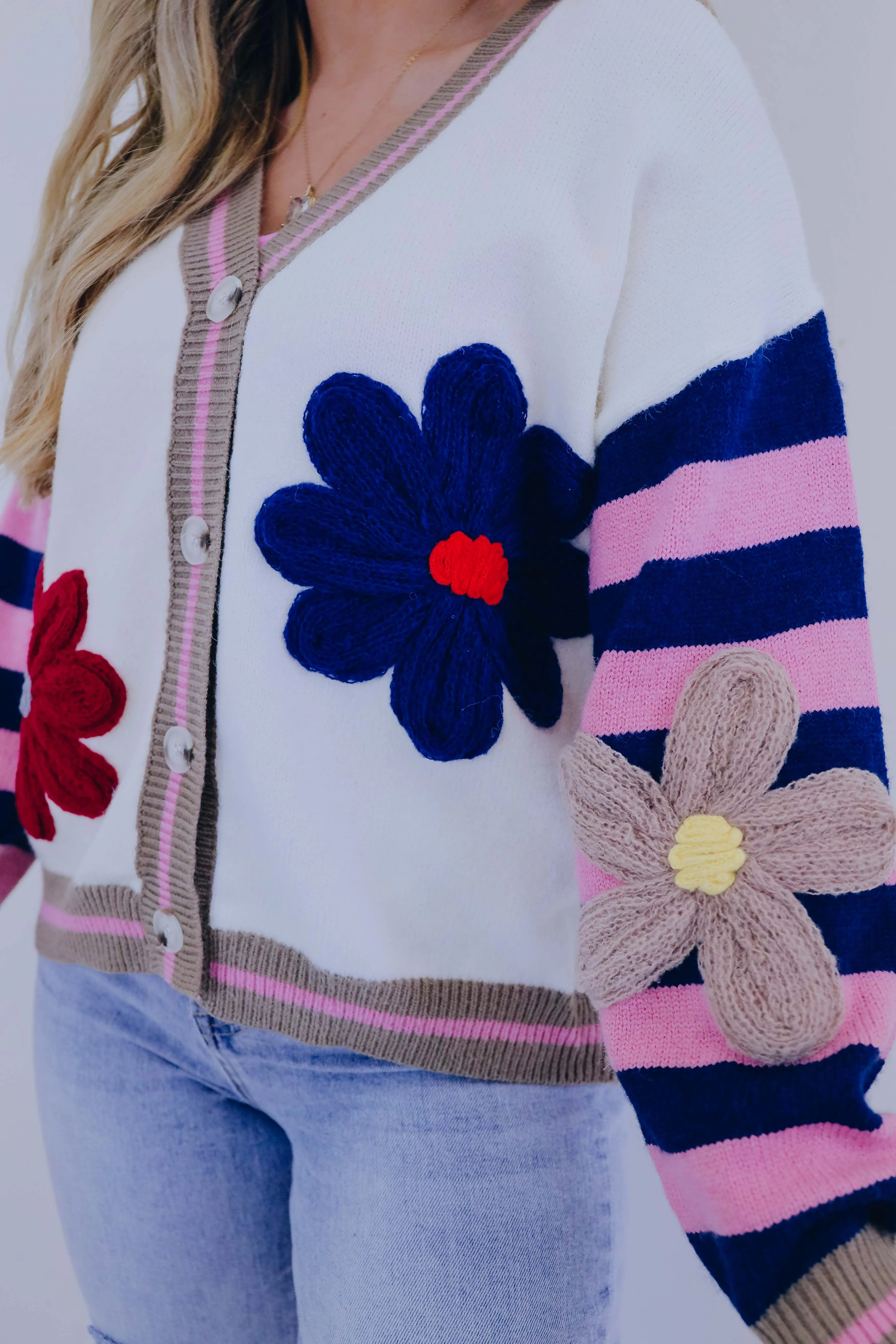 Darling Daisy 3D Knit Button Front Cardigan