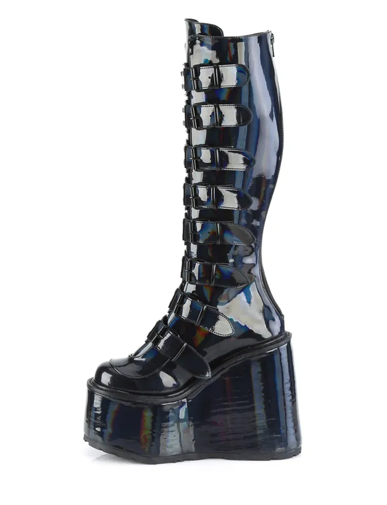DEMONIA SWING-815 - BLACK HOLO PATENT ✰ PRE ORDER ✰