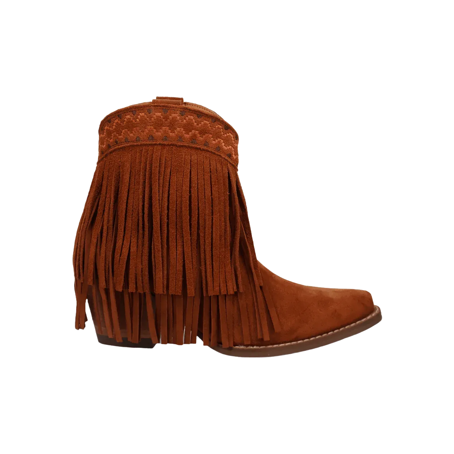 Dingo Ladies Tapadero Suede Fringe Brown Booties DI2181 BROWN