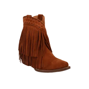 Dingo Ladies Tapadero Suede Fringe Brown Booties DI2181 BROWN