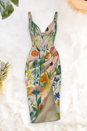 Draped midi dress by Averie