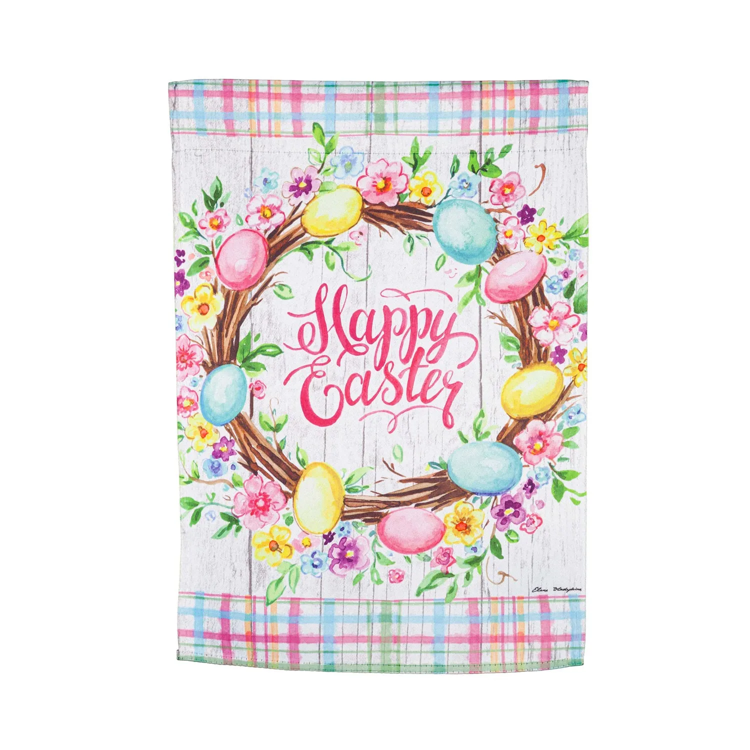 Easter Floral Wreath Garden Suede Flag,14s10170