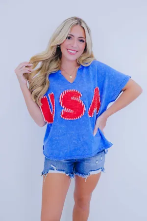 Edgy USA Gauze Patch Crop Top - 2 Colors