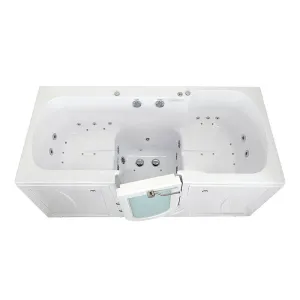 Ella Big4Two 36"x80" Hydro   Air Massage w/ Independent Foot Massage Acrylic Two Seat Walk-In-Bathtub, Right Outswing Door, Heated Seats, No Faucet, 2" Dual Drain