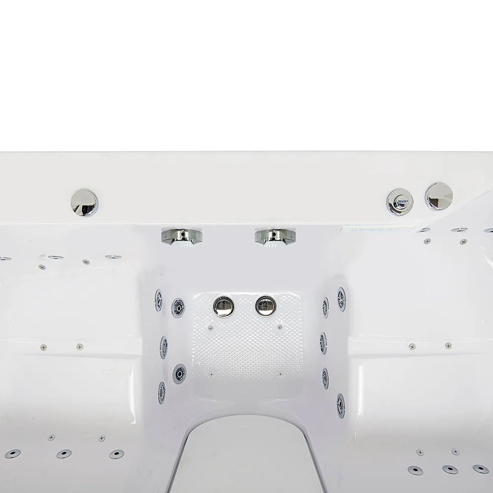 Ella Big4Two 36"x80" Hydro   Air Massage w/ Independent Foot Massage Acrylic Two Seat Walk-In-Bathtub, Right Outswing Door, Heated Seats, No Faucet, 2" Dual Drain