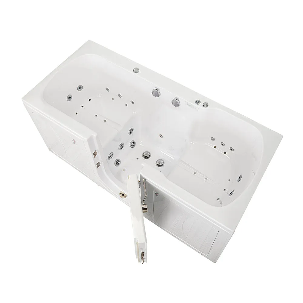 Ella Big4Two 36"x80" Hydro   Air Massage w/ Independent Foot Massage Acrylic Two Seat Walk-In-Bathtub, Right Outswing Door, Heated Seats, No Faucet, 2" Dual Drain
