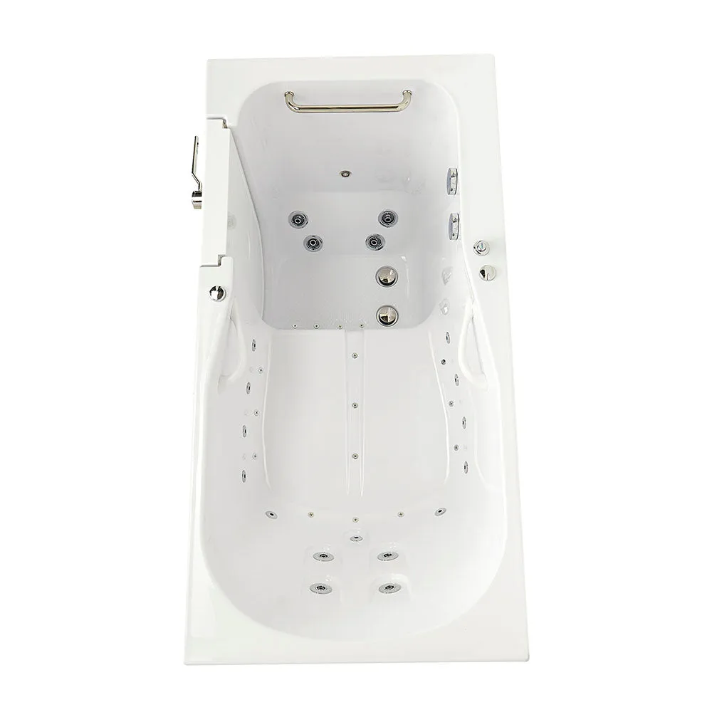 Ella Shak 36"x72" Acrylic Air and Hydro Massage w/ Independent Foot Massage Walk-In Bathtub , Left Outward Swing Door, 2" Dual Drain
