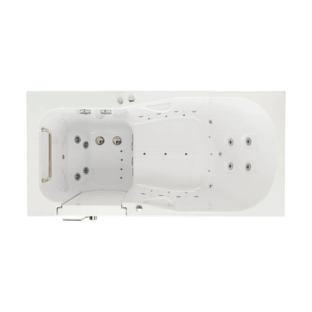 Ella Shak 36"x72" Acrylic Air and Hydro Massage w/ Independent Foot Massage Walk-In Bathtub , Left Outward Swing Door, 2" Dual Drain
