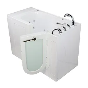 Ella's OA3252HM-HB-R Monaco Acrylic Hydro Massage and Microbubble Therapy Walk-in Bathtub with Right Outward Swing Door, Fast Fill Faucet Set, 2" Dual Drains, 32" x 52" x 43", White