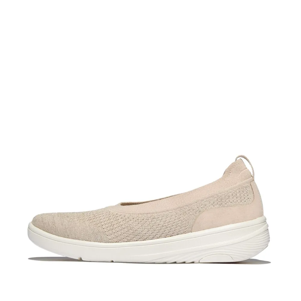 FitFlop Super-Q Knit Ballet Flats - Stone Beige / Platino