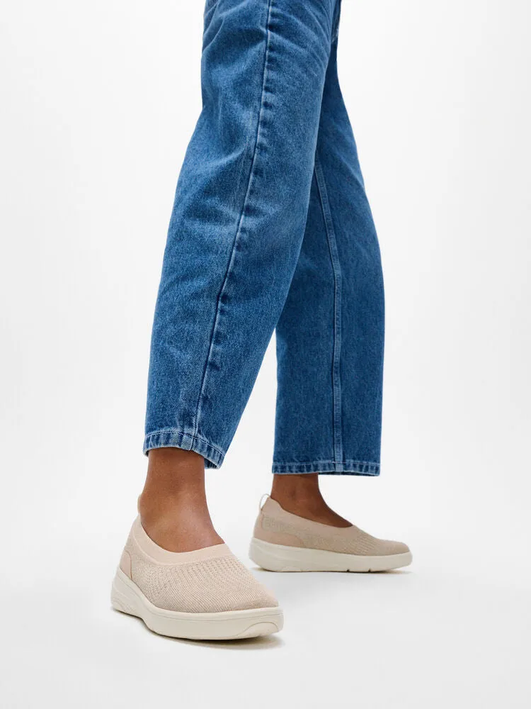 FitFlop Super-Q Knit Ballet Flats - Stone Beige / Platino