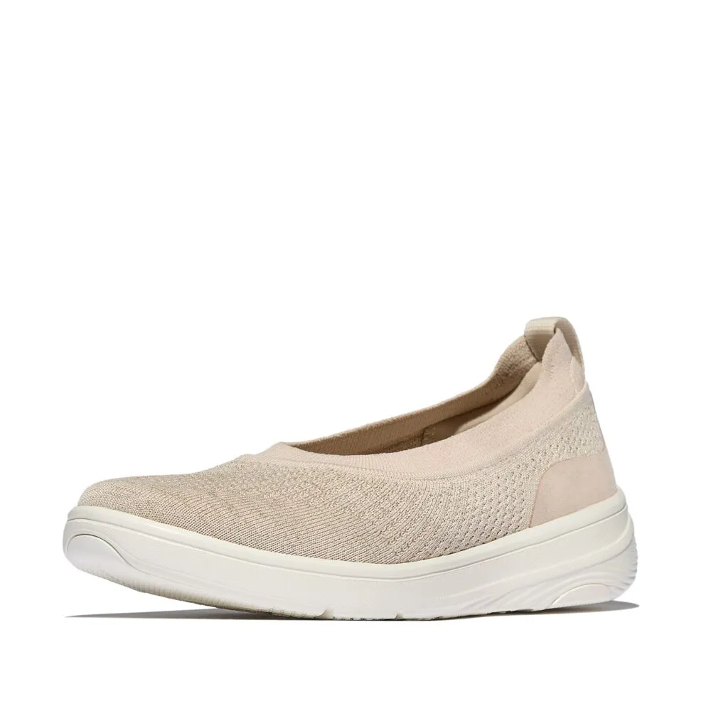 FitFlop Super-Q Knit Ballet Flats - Stone Beige / Platino