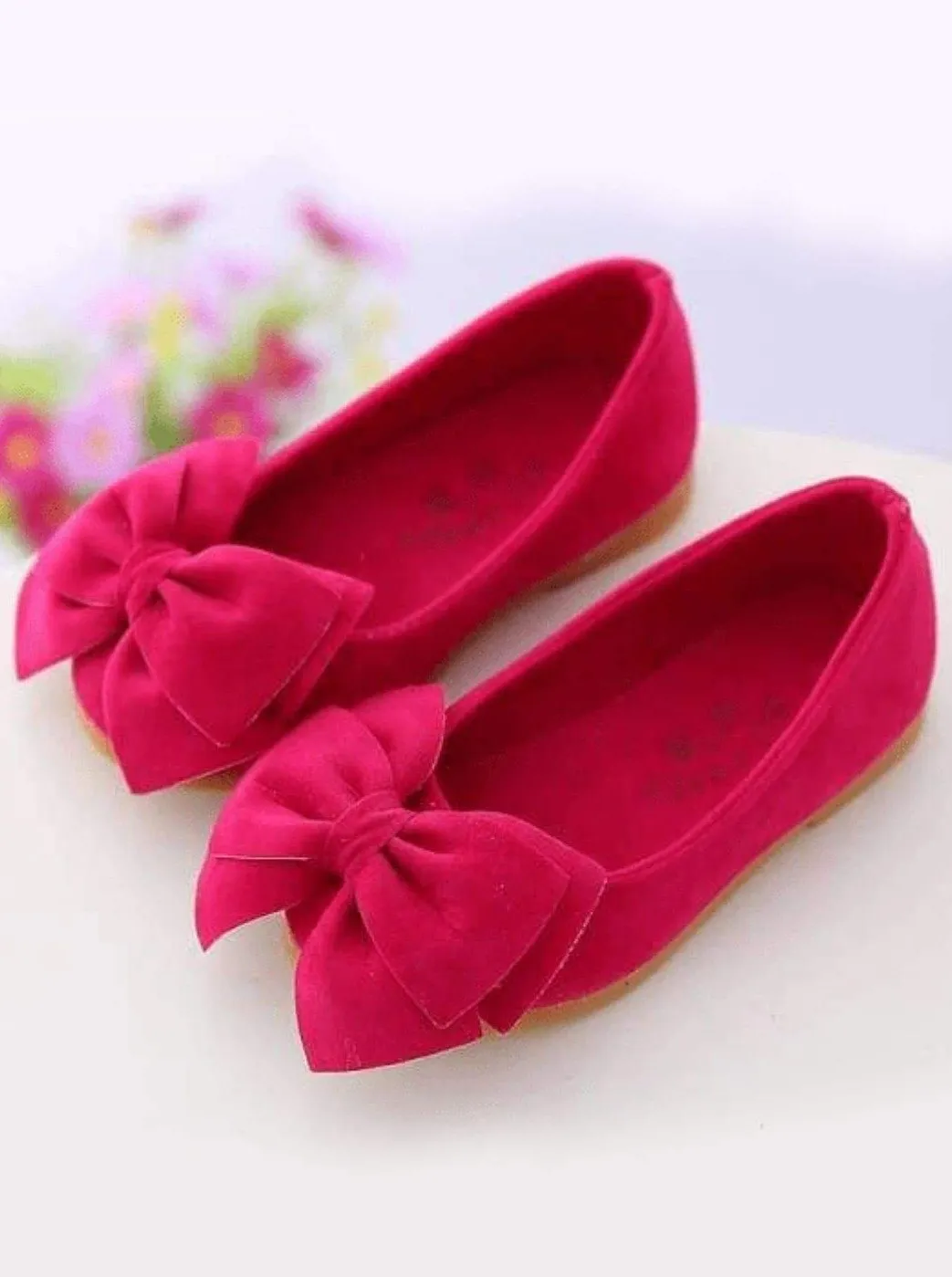 Girls Large Bow Ballerina Flats By Liv and Mia