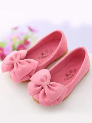 Girls Large Bow Ballerina Flats By Liv and Mia