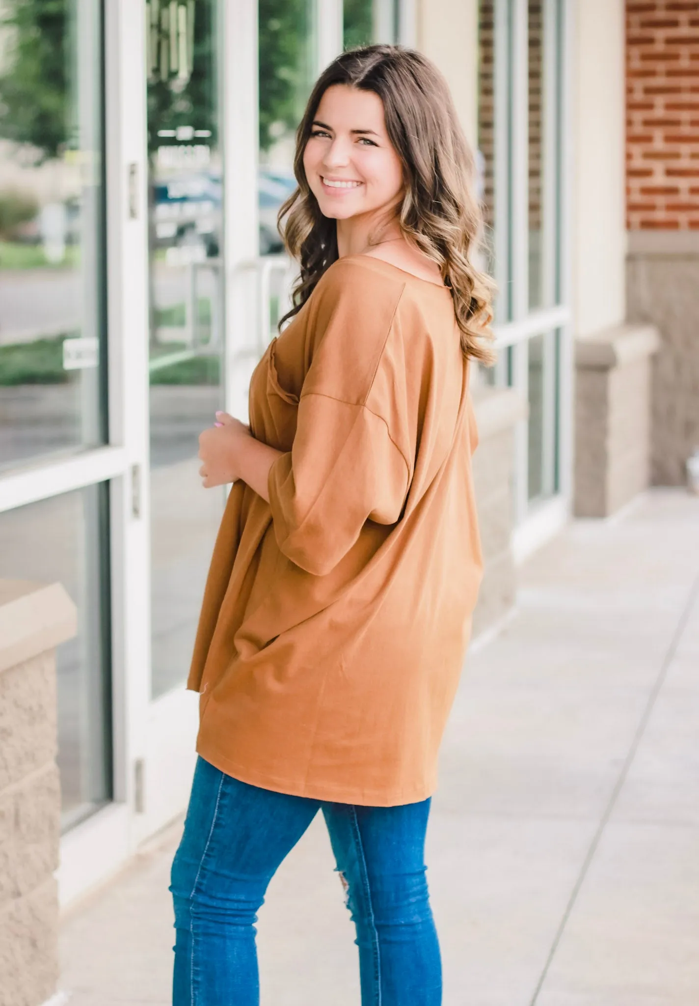 Hello Boyfriend Tee in Deep Camel
