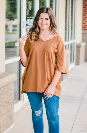 Hello Boyfriend Tee in Deep Camel
