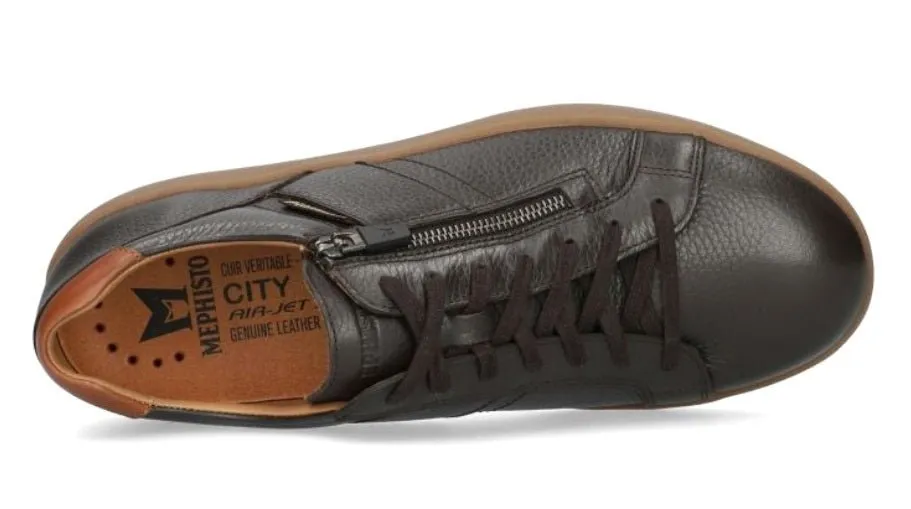 'HENRIK' men's lace-zip sneaker - Brown
