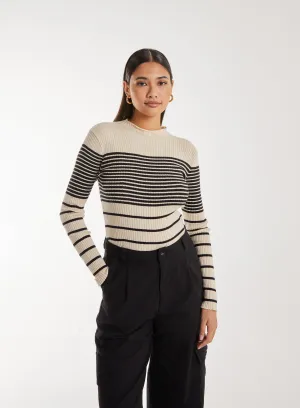 High Neck Mixed Stripe Jumper