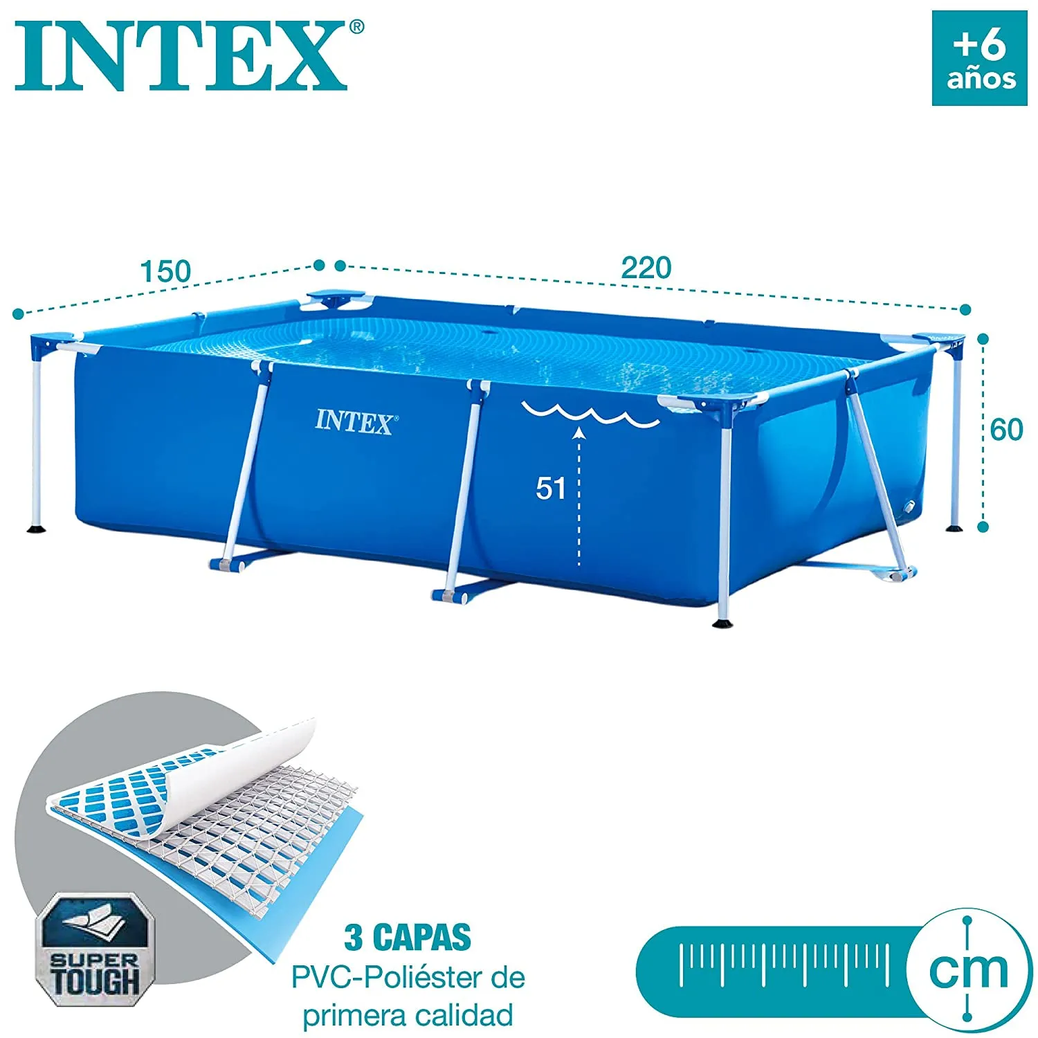 INTEX Rectangular Frame Pool 2.2mx1.5mx60cm