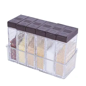 KARYHOME Spice Shaker Jars, Seasoning Shaker Box Condiment Set , Seasoning Storage Containers,Brown