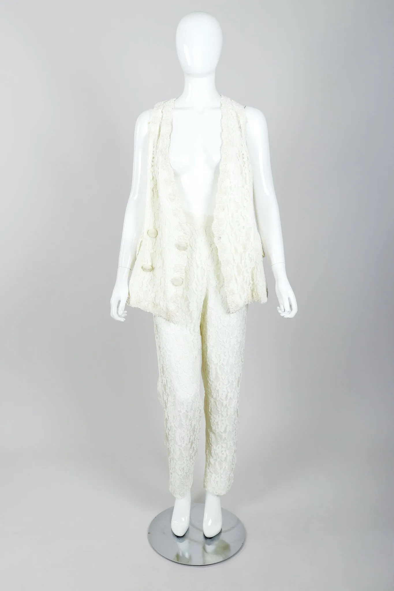Lace Tuxedo Vest Suit