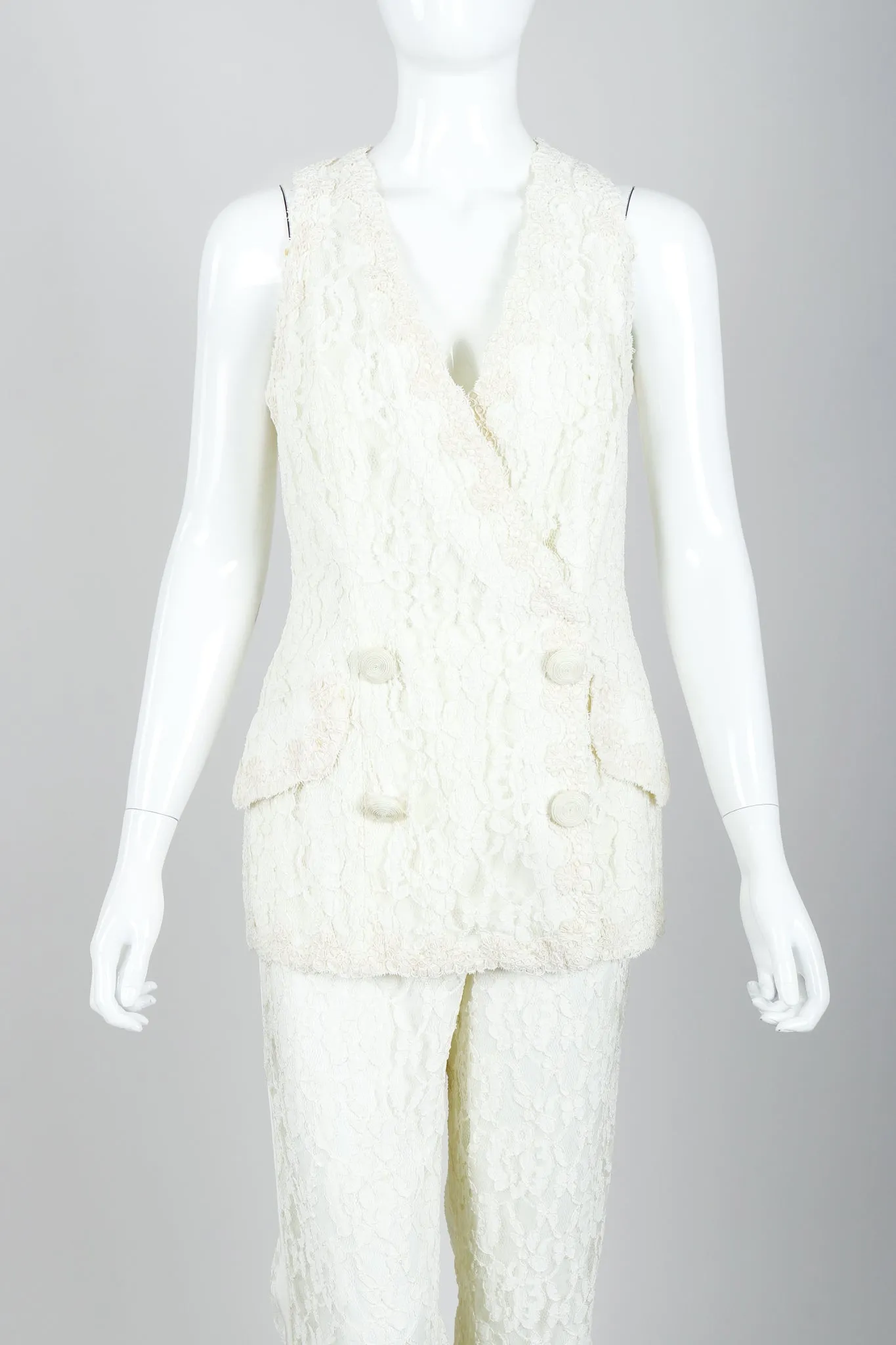 Lace Tuxedo Vest Suit