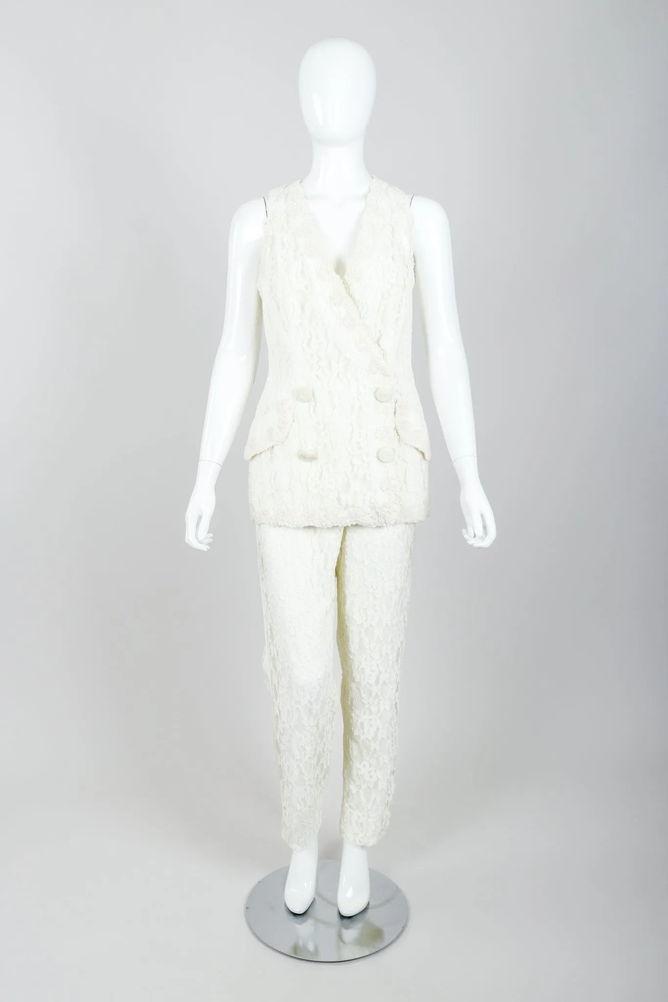 Lace Tuxedo Vest Suit