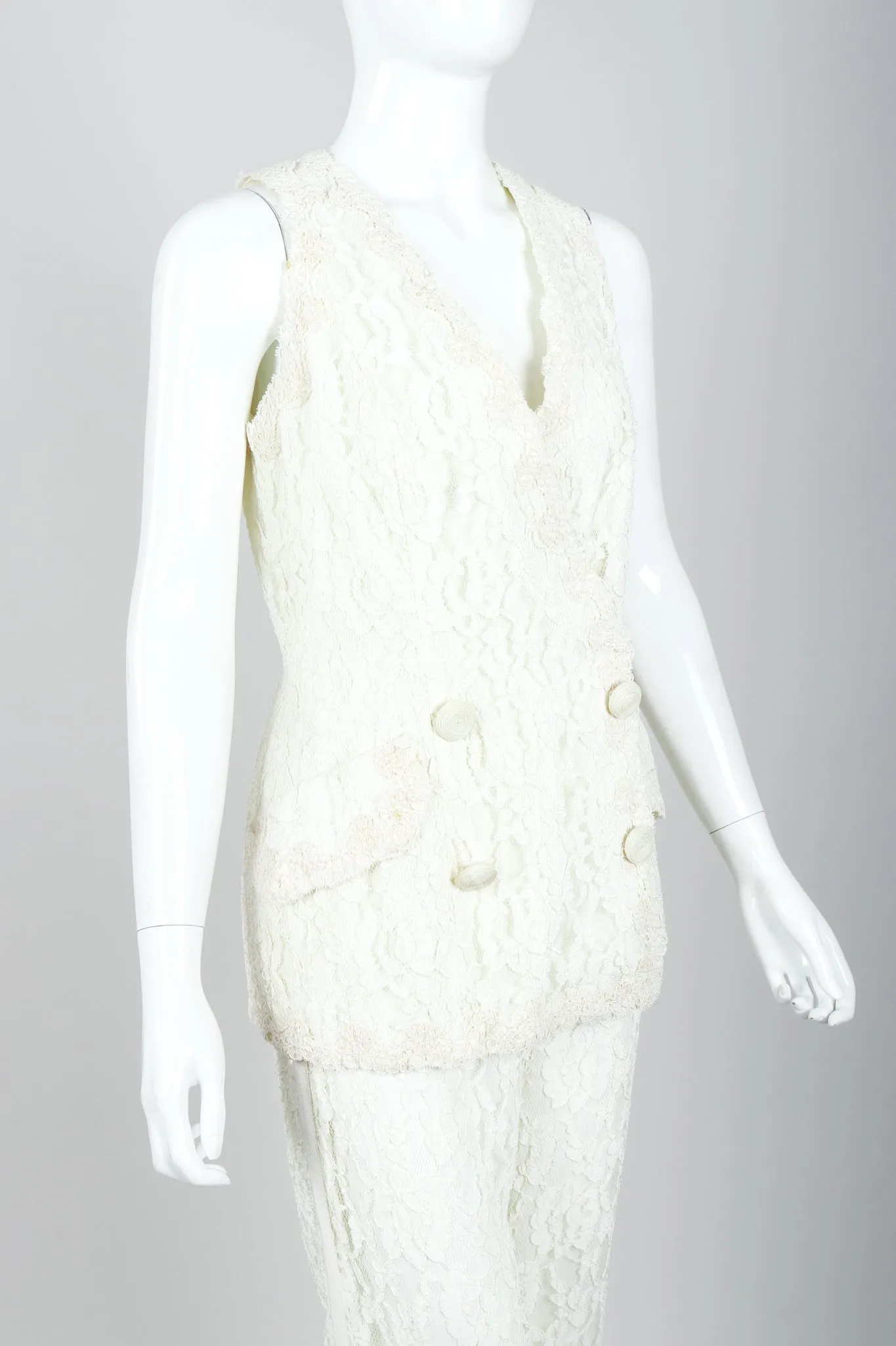 Lace Tuxedo Vest Suit