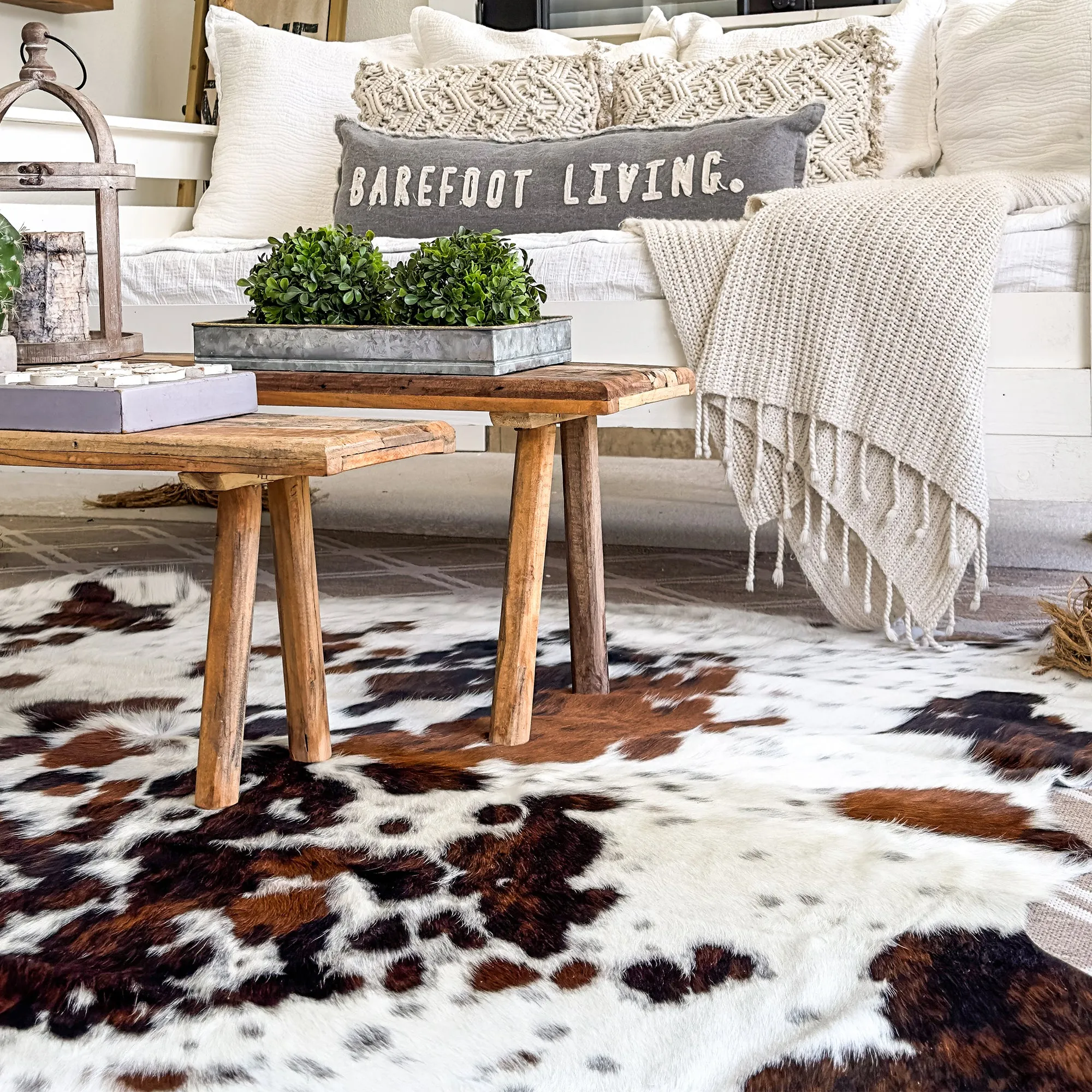 Light Tricolor Cowhide Rug