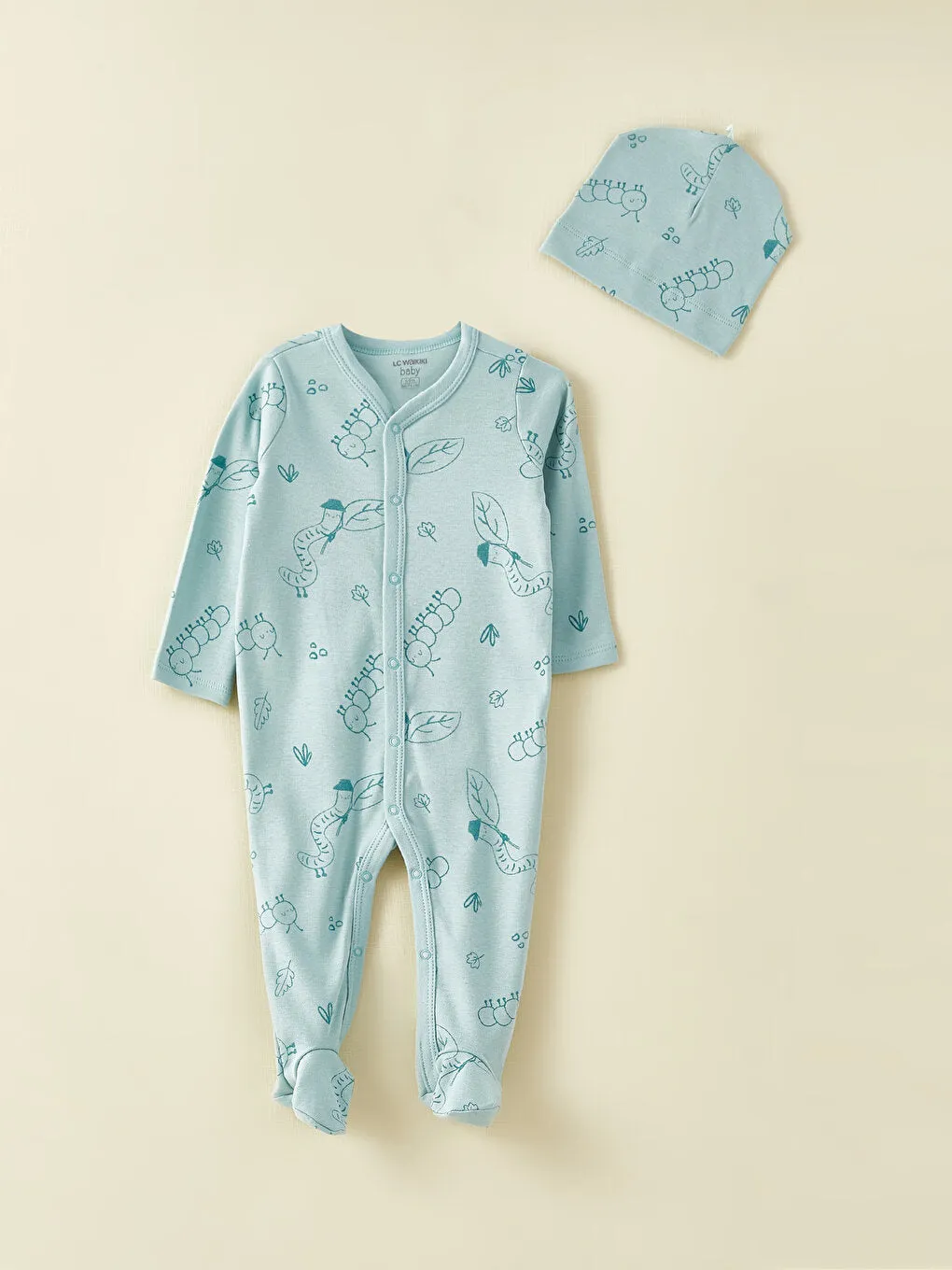 Long Sleeve Printed Organic Cotton Baby Boy Hospital Discharge Set