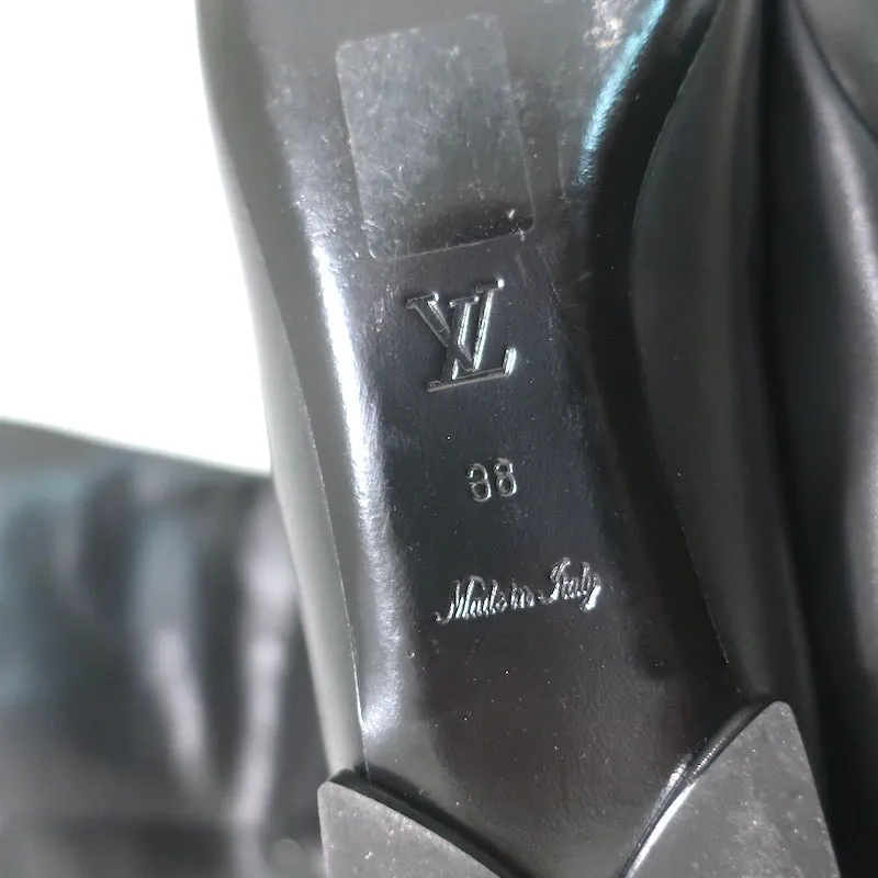 Louis Vuitton Thigh High Flat Boots Black & White Leather Size 38